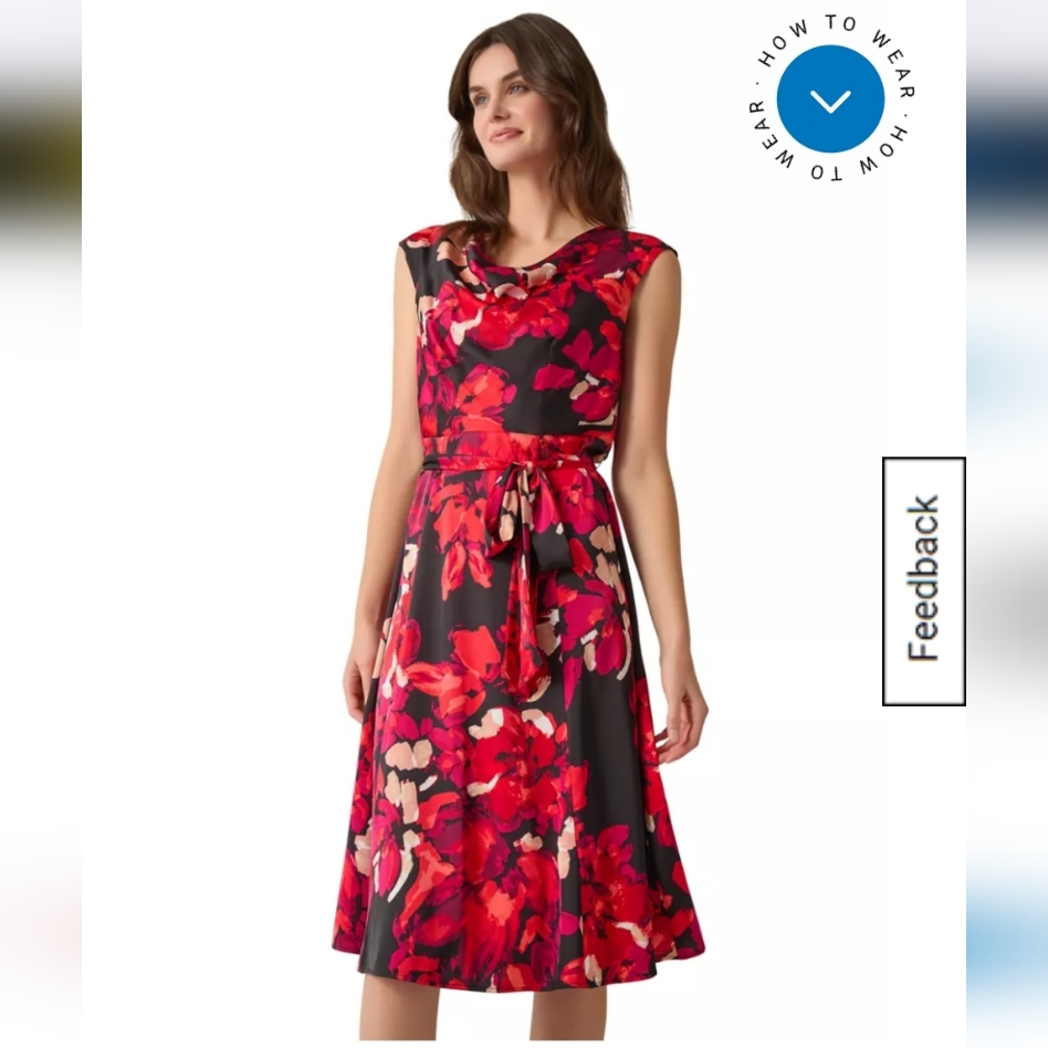 Kasper Women's Printed Cowl Neck Seamed Flare Dress